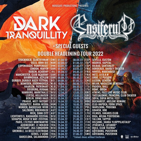 dark tranquillity ensiferum european tour 2022 poste plakat