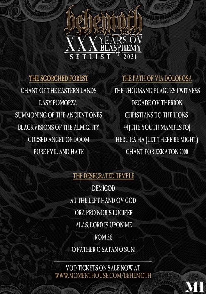 BEHEMOTH XXX Years Ov Blasphemy tracklist