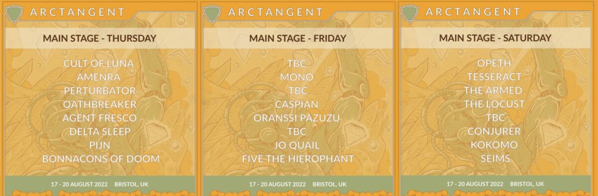 ArcTanGent 2022 - podzial na dni