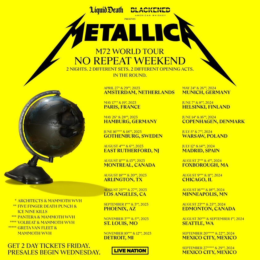 metallica m72 tour trasa koncert polska plakat poster