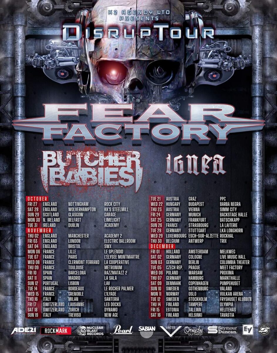 fear factory 2023 european tour poster