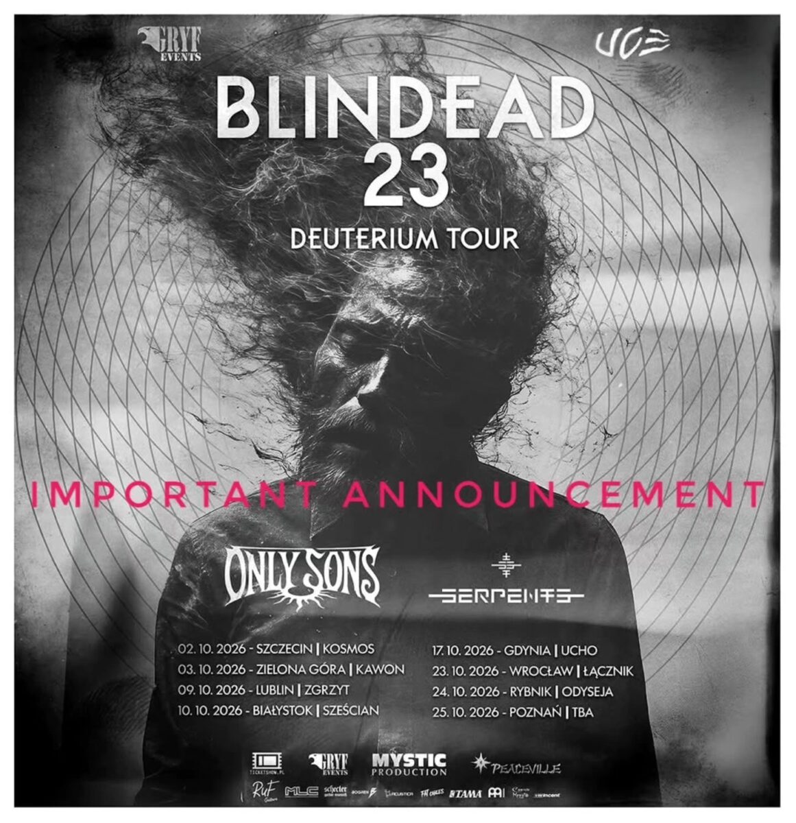 blindead 23 only sons serpents tour trasa koncertowa plakat poster 2026